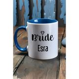 Hedizu Kişiye Özel Bride Kupa Bardak Mavi Söz Nişan Düğün Hediyesi