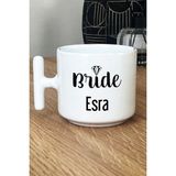 Hedizu Kişiye Özel Bride Kupa Bardak T Kulplu Beyaz Söz Nişan Düğün Hediyesi