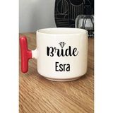Hedizu Kişiye Özel Bride Kupa Bardak T Kulplu Pembe Söz Nişan Düğün Hediyesi