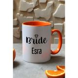 Hedizu Kişiye Özel Bride Kupa Bardak Turuncu Söz Nişan Düğün Hediyesi
