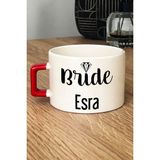 Hedizu Kişiye Özel Bride Lüks Fincan Kırmızı Söz Nişan Düğün Hediyesi