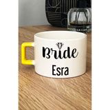 Hedizu Kişiye Özel Bride Lüks Fincan Sarı Söz Nişan Düğün Hediyesi