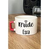 Hedizu Kişiye Özel Bride Lüks Fincan Turuncu Söz Nişan Düğün Hediyesi