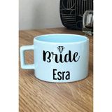 Hedizu Kişiye Özel Bride Pastel Fincan Mavi Söz Nişan Düğün Hediyesi