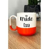 Hedizu Kişiye Özel Bride Pro Kupa Bardak Turuncu Söz Nişan Düğün Hediyesi