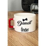 Hedizu Kişiye Özel Damat Lüks Fincan Kırmızı Düğün Nişan Söz Hediyesi