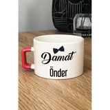 Hedizu Kişiye Özel Damat Lüks Fincan Turuncu Düğün Nişan Söz Hediyesi