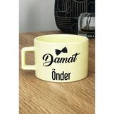 Hedizu Kişiye Özel Damat Pastel Fincan Sarı Düğün Nişan Söz Hediyesi