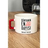 Hedizu Kişiye Özel Dayı Lüks Fincan Kırmızı Dayıya Doğum Günü Hediyesi