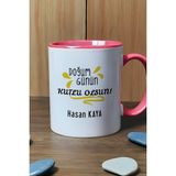 Hedizu Kişiye Özel Doğum Günü Hediyesi Kupa Bardak Pembe Anneye Babaya Arkadaşa Kardeşe Hediye