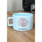 Hedizu Kişiye Özel Dünyanın En Güzel Annesi Pastel Fincan Mavi