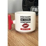 Hedizu Kişiye Özel Dünyanın En Güzel Öğretmeni Kupa Bardak T Kulplu Pembe Öğretmenler Günü Hediyesi