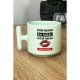 Hedizu Kişiye Özel Dünyanın En Güzel Öğretmeni Pastel T Kulplu Kupa Bardak Yeşil Öğretmenler Günü Hediyesi