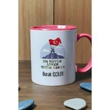 Hedizu Kişiye Özel En Büyük Asker Kupa Bardak Pembe Askere Hediye