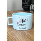 Hedizu Kişiye Özel Evin Hanımı Pastel Fincan Mavi Yıldönümü Hediyesi