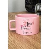 Hedizu Kişiye Özel Evin Hanımı Pastel Fincan Pembe Yıldönümü Hediyesi