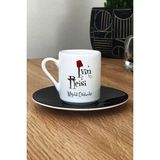 Hedizu Kişiye Özel Evin Reisi Türk Kahvesi Fincanı Siyah Yıldönümü Hediyesi