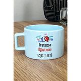 Hedizu Kişiye Özel Fransızca Öğretmeni -2- Pastel Fincan Mavi Öğretmenler Günü Hediyesi