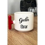 Hedizu Kişiye Özel Gelin Kupa Bardak T Kulplu Kırmızı Nişan Düğün Söz Isteme Hediyesi