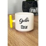 Hedizu Kişiye Özel Gelin Kupa Bardak T Kulplu Sarı Nişan Düğün Söz Isteme Hediyesi