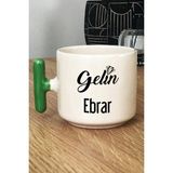 Hedizu Kişiye Özel Gelin Kupa Bardak T Kulplu Yeşil Nişan Düğün Söz Isteme Hediyesi