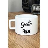 Hedizu Kişiye Özel Gelin Lüks Fincan Beyaz Nişan Düğün Söz Isteme Hediyesi