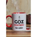 Hedizu Kişiye Özel Göz Doktoru Kupa Bardak Kırmızı Isme Özel Tıp Bayramı Hediyeleri