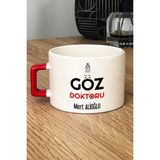 Hedizu Kişiye Özel Göz Doktoru Lüks Fincan Kırmızı Isme Özel Tıp Bayramı Hediyeleri
