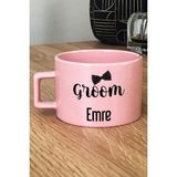 Hedizu Kişiye Özel Groom Pastel Fincan Pembe Söz Nişan Düğün Hediyesi
