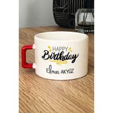 Hedizu Kişiye Özel Happy Birthday Lüks Fincan Kırmızı Arkadaşa Kardeşe Ablaya Doğum Günü Hediyesi