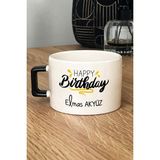 Hedizu Kişiye Özel Happy Birthday Lüks Fincan Siyah Arkadaşa Kardeşe Ablaya Doğum Günü Hediyesi