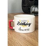 Hedizu Kişiye Özel Happy Birthday Lüks Fincan Turuncu Arkadaşa Kardeşe Ablaya Doğum Günü Hediyesi