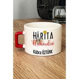 Hedizu Kişiye Özel Harita Mühendisi Lüks Fincan Kırmızı Mühendisler Günü Hediyesi