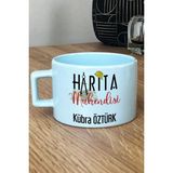 Hedizu Kişiye Özel Harita Mühendisi Pastel Fincan Mavi Mühendisler Günü Hediyesi