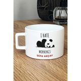 Hedizu Kişiye Özel I Hate Mornings Lüks Fincan Beyaz Arkadaşa Kardeşe Hediye
