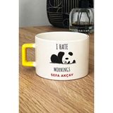 Hedizu Kişiye Özel I Hate Mornings Lüks Fincan Sarı Arkadaşa Kardeşe Hediye