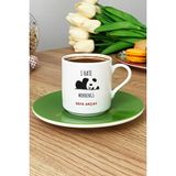 Hedizu Kişiye Özel I Hate Mornings Türk Kahvesi Fincanı Yeşil Arkadaşa Kardeşe Hediye