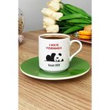 Hedizu Kişiye Özel I Hate Mornings Türk Kahvesi Fincanı Yeşil Uykucu Arkadaşa Hediye