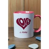 Hedizu Kişiye Özel Isme Özel Love Kupa Bardak Pembe Sevgiliye Hediye