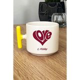 Hedizu Kişiye Özel Isme Özel Love Kupa Bardak T Kulplu Sarı Sevgiliye Hediye