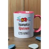Hedizu Kişiye Özel Ispanyolca Öğretmeni -2- Kupa Bardak Pembe Öğretmenler Günü Hediyesi