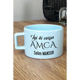 Hedizu Kişiye Özel Iyi Ki Varsın Amca Pastel Fincan Mavi Doğum Günü Hediyesi
