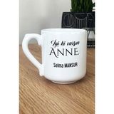 Hedizu Kişiye Özel Iyi Ki Varsın Anne Kupa Bardak Oval Anneler Günü Hediyesi - Beyaz