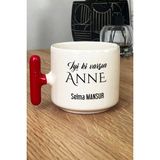 Hedizu Kişiye Özel Iyi Ki Varsın Anne Kupa Bardak T Kulplu Kırmızı Anneler Günü Hediyesi