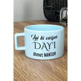 Hedizu Kişiye Özel Iyi Ki Varsın Dayı Pastel Fincan Mavi Doğum Günü Hediyesi