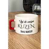 Hedizu Kişiye Özel Iyi Ki Varsın Kuzen Lüks Fincan Kırmızı Doğum Günü Hediyesi