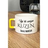 Hedizu Kişiye Özel Iyi Ki Varsın Kuzen Lüks Fincan Sarı Doğum Günü Hediyesi