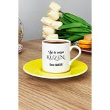 Hedizu Kişiye Özel Iyi Ki Varsın Kuzen Türk Kahvesi Fincanı Sarı Doğum Günü Hediyesi
