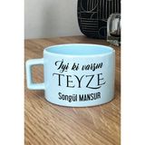 Hedizu Kişiye Özel Iyi Ki Varsın Teyze Pastel Fincan Mavi Anneler Günü Hediyesi