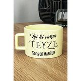 Hedizu Kişiye Özel Iyi Ki Varsın Teyze Pastel Fincan Sarı Anneler Günü Hediyesi